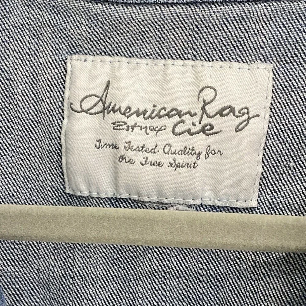 American Rag Cie Distressed Cropped Denim Jacket - Picture 6 of 12